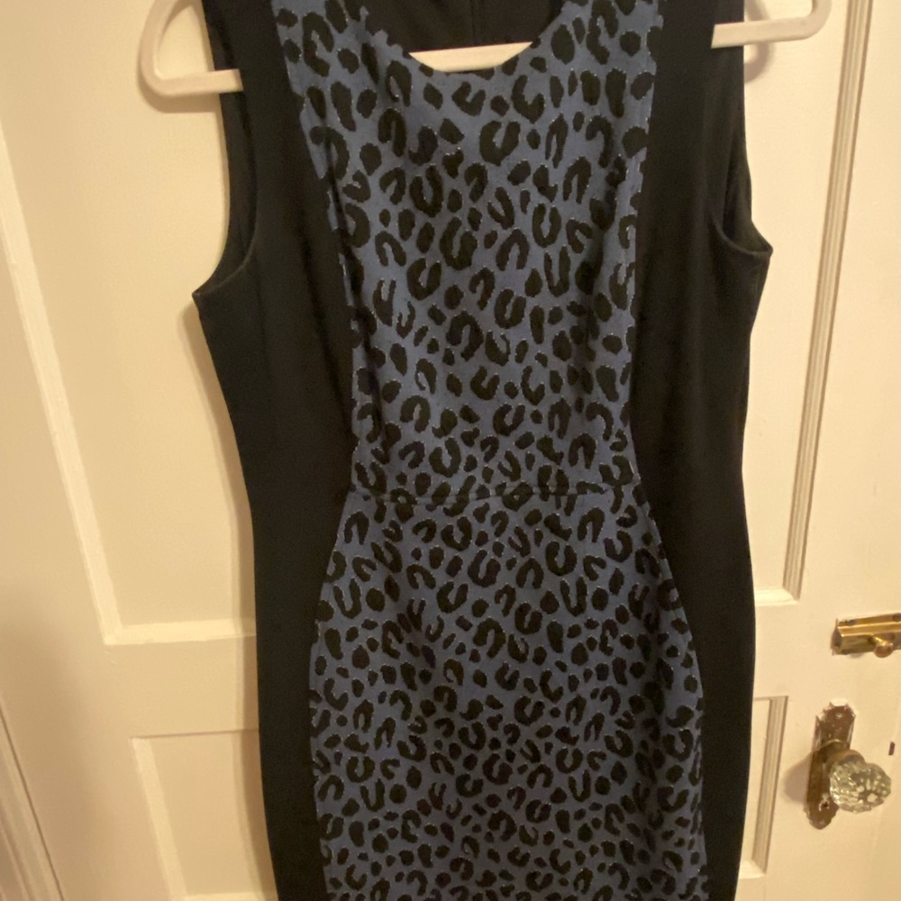 Leopard Print Black and Blue Dress